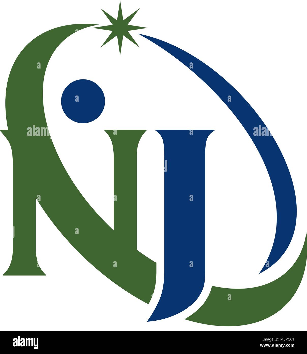 Lettera NJ Logo moderno Illustrazione Vettoriale