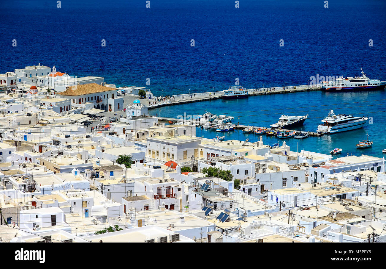 Isola Di Mykonos Vista Panoramica Della Citta Di Mykonos In Grecia Foto Stock Alamy