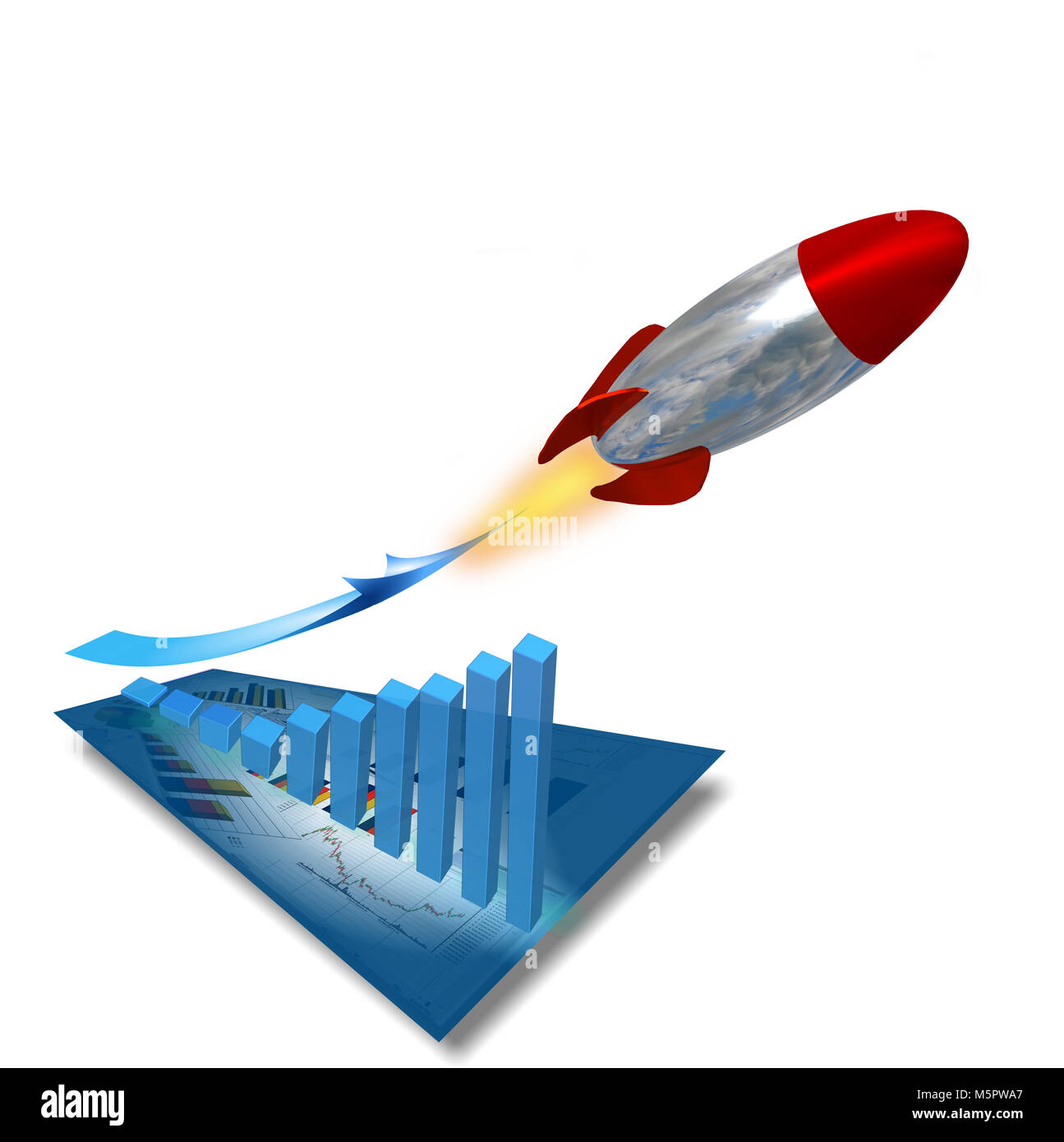 Grafico il lancio del missile bussiness di successo utile - il rendering 3D Foto Stock