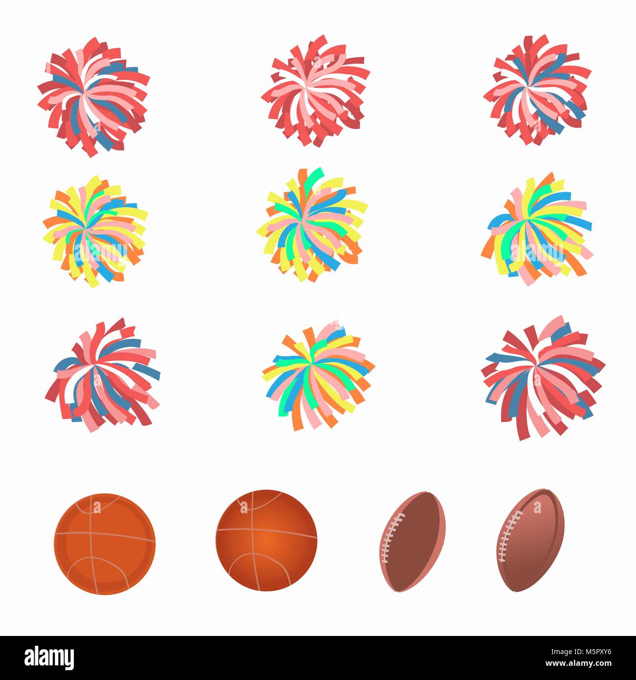 Insieme multicolore di pom-pom. Illustrazione Vettoriale