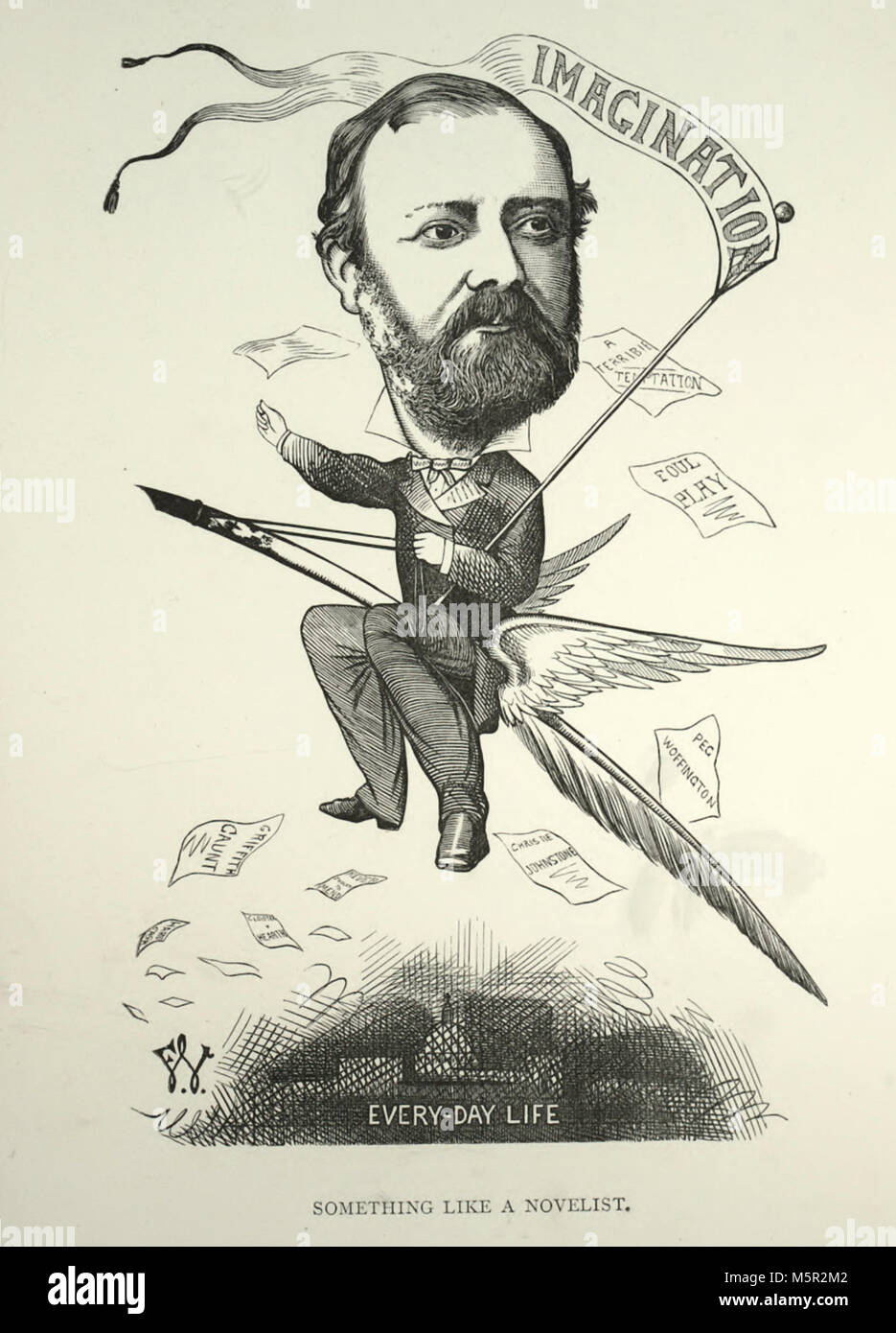 La caricatura di Charles Reade - qualcosa come un romanziere Foto Stock