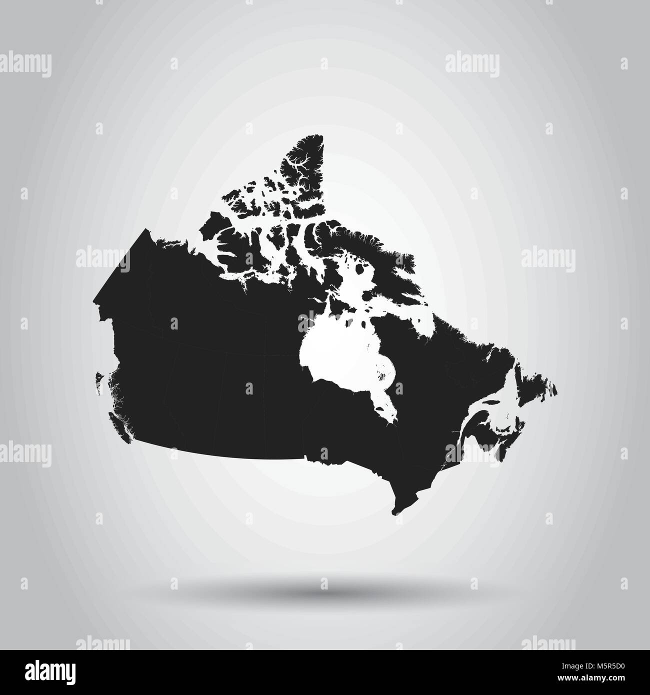 Canada icona della mappa. Appartamento illustrazione vettoriale. Canada segno di simbolo con ombra su sfondo bianco. Illustrazione Vettoriale