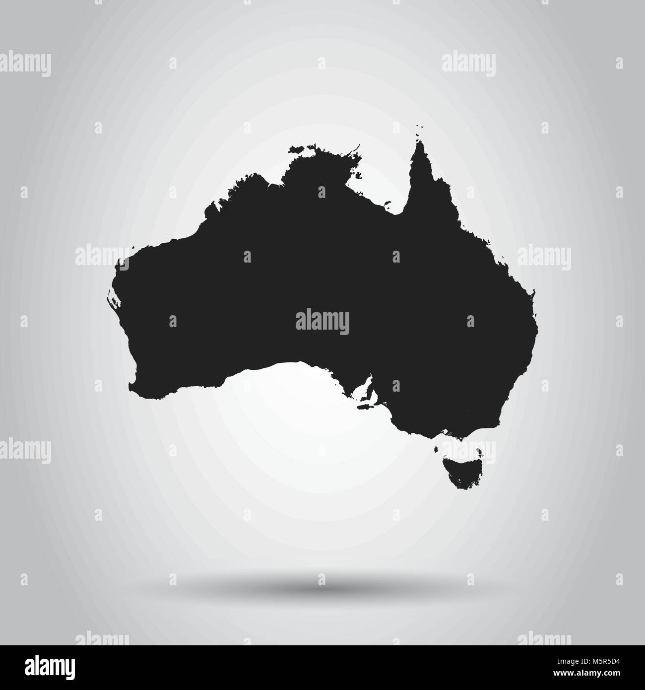 Australia icona della mappa. Appartamento illustrazione vettoriale. Australia simbolo segno con ombra su sfondo bianco. Illustrazione Vettoriale