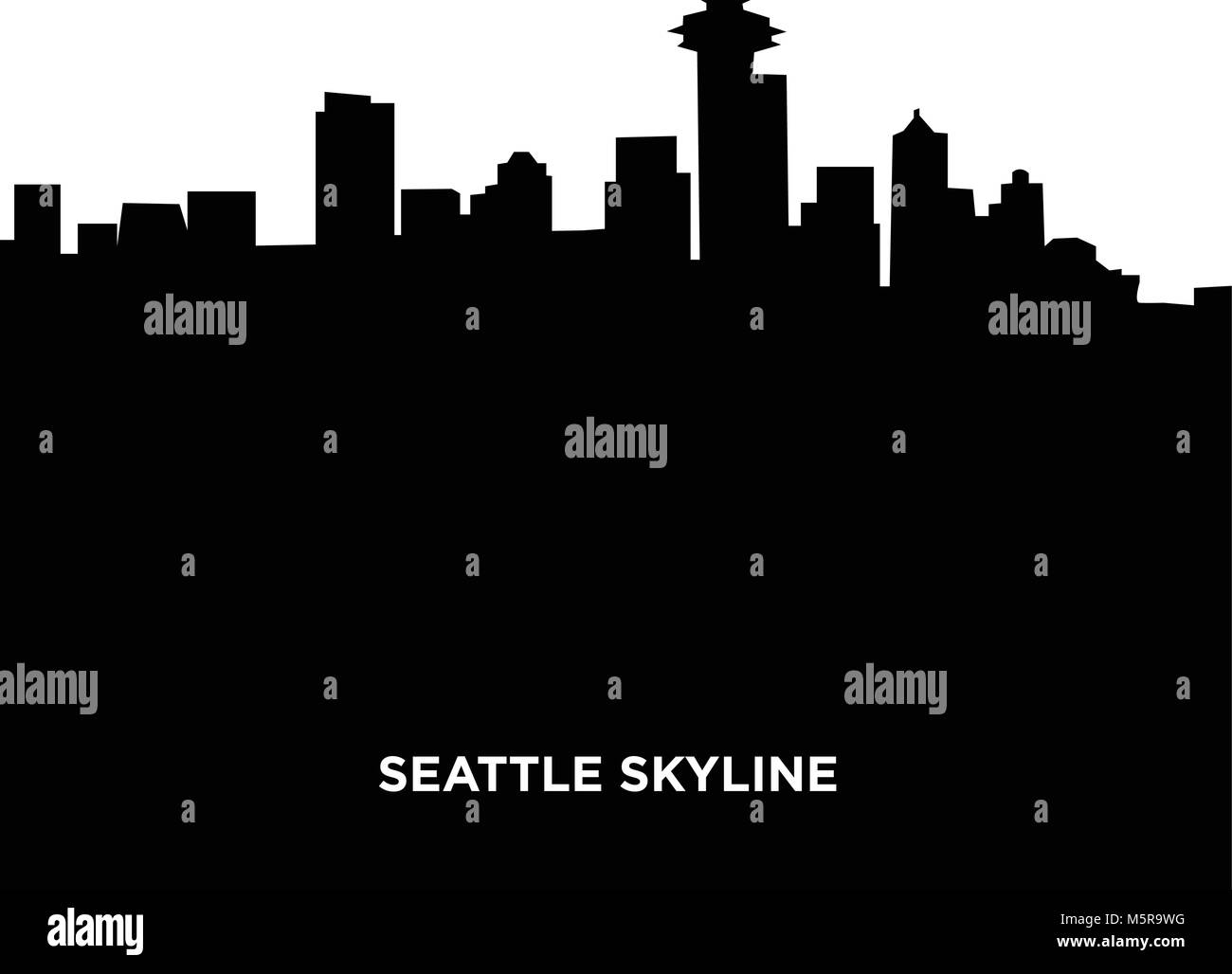 Seattle skyline silhouette Illustrazione Vettoriale