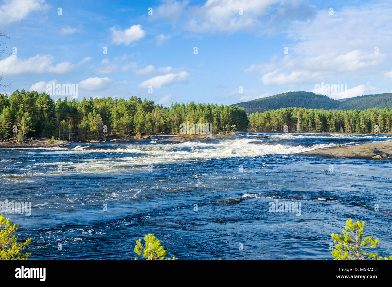 Birkelandsfossen- cascata sul fiume Otra in Evje, Norvegia centrale. Foto Stock