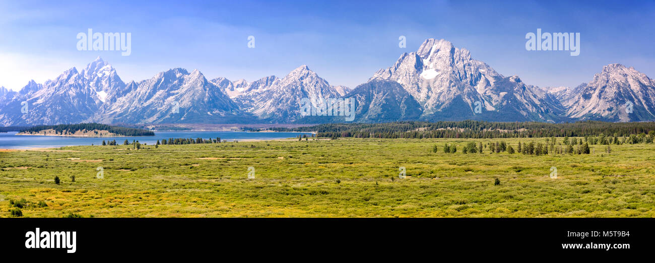 Il Parco nazionale del Grand Teton, mountain range panorama, Wyoming USA Foto Stock