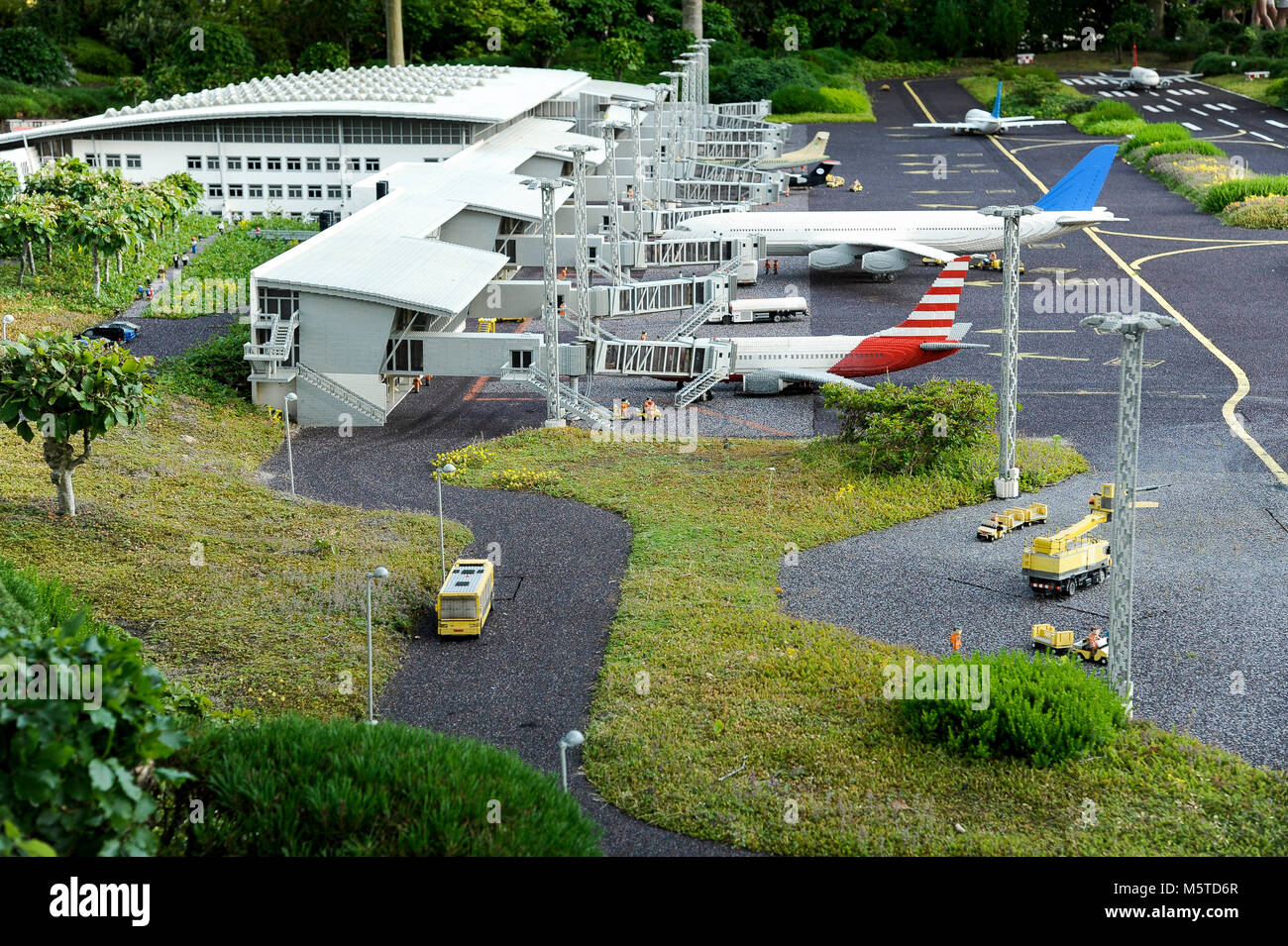 I mattoncini Lego'Aeroporto di Billund, a Billund, Danimarca in Mini zona della terra a Legoland a Billund Resort aperto 1968 a Billund in Danimarca. 7 agosto 2015, è la bi Foto Stock