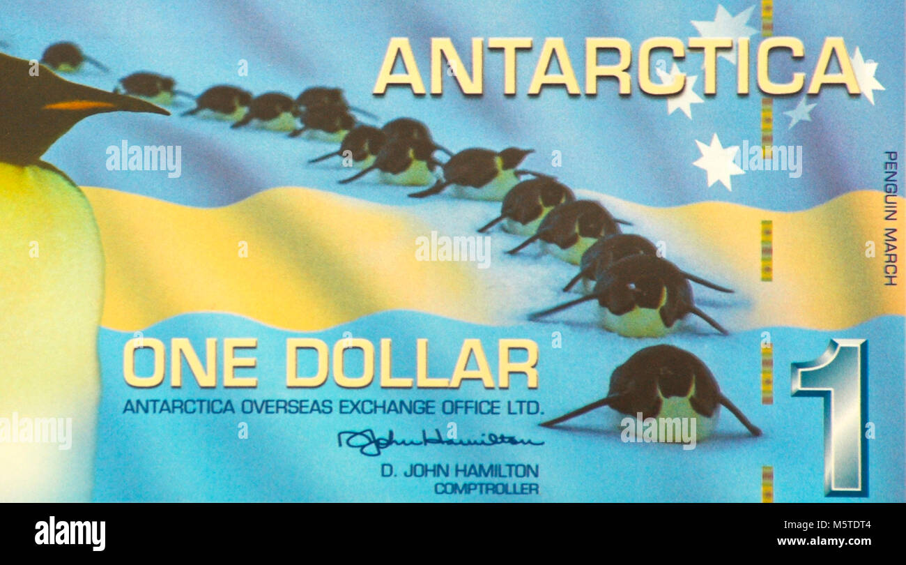 L'Antartide uno 1 Dollar nota banca Foto Stock