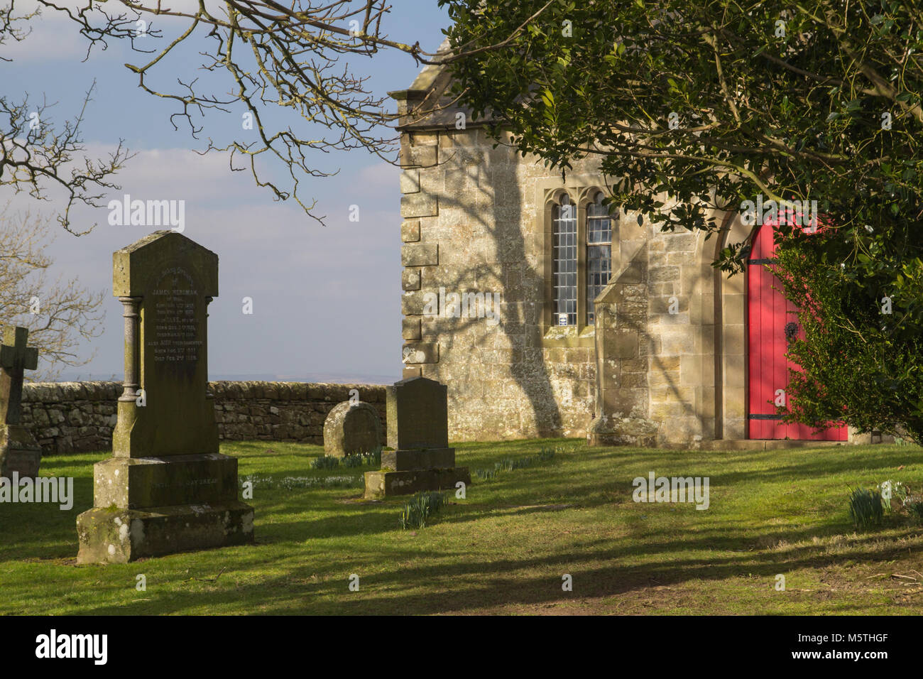 St Oswalds Chiesa, Heavenfield, Northumberland Foto Stock