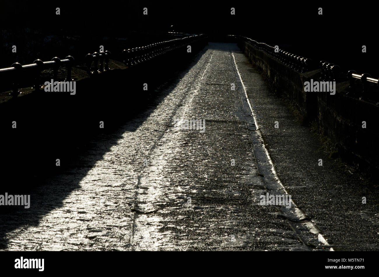 Ghiaccio su Lambley Viaduct, Sud Tyne Trail, Northumberland / Cumberland Foto Stock