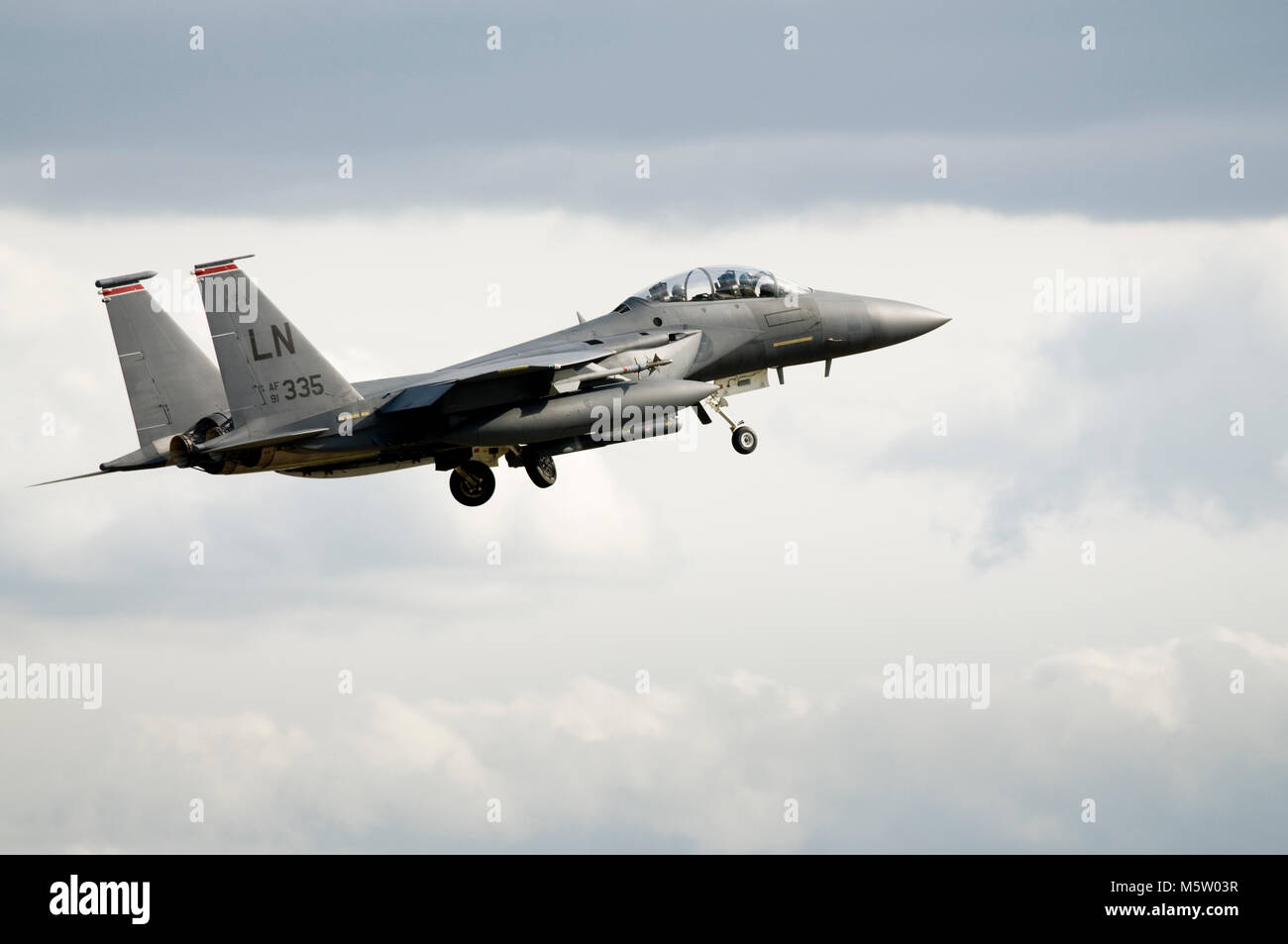 McDonnell Douglas, Boeing, F-15E Strike Eagle, 91-0335, della 494th FS, 48th FW, USAFE, basata e visto a RAF Lakenheath Foto Stock
