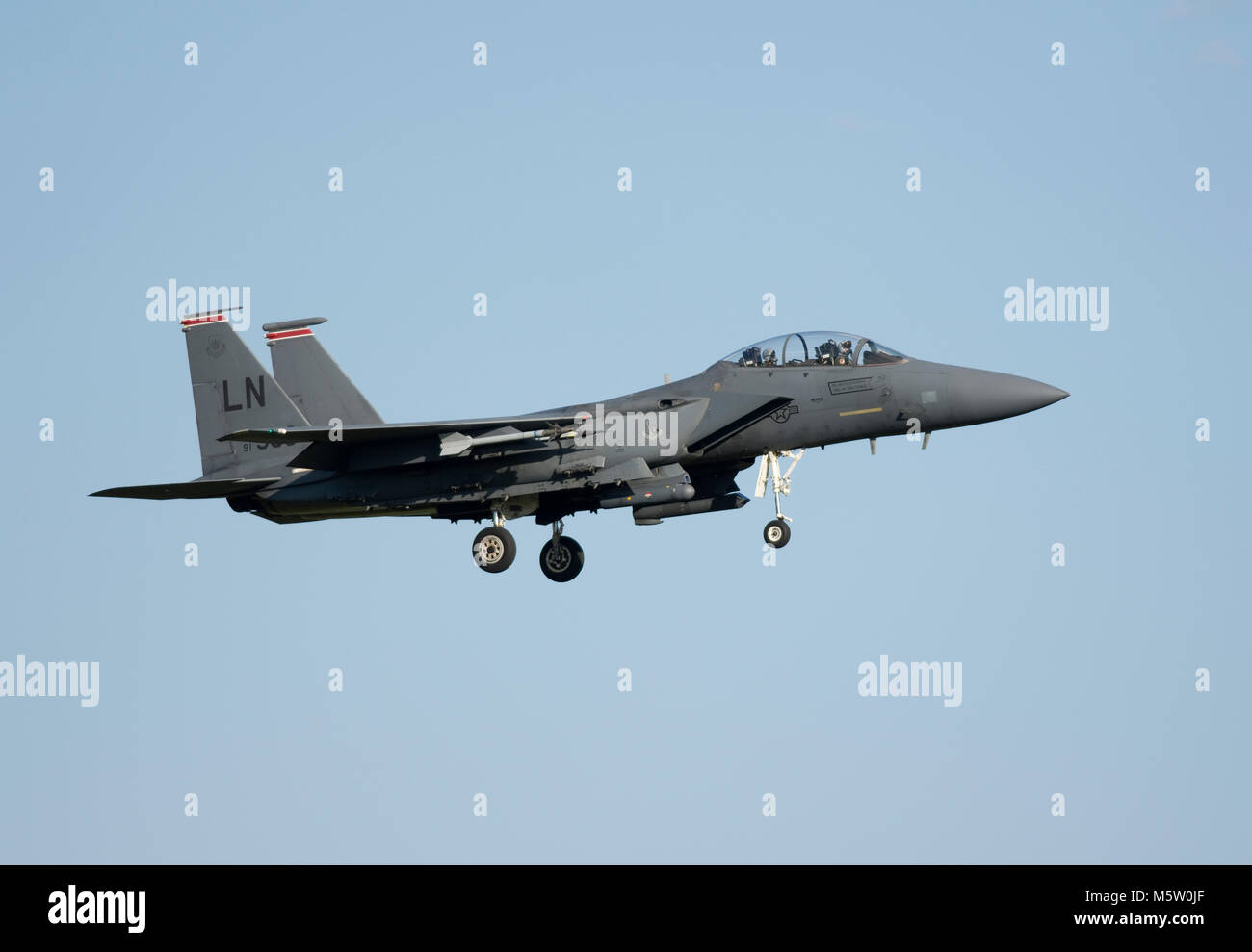 McDonnell Douglas F-15E Strike Eagle, 91-0309, del 48th Fighter Wing, 494 Fighter Squadron, USAFE, basata e visto a RAF Lakenheath, Suffolk Foto Stock