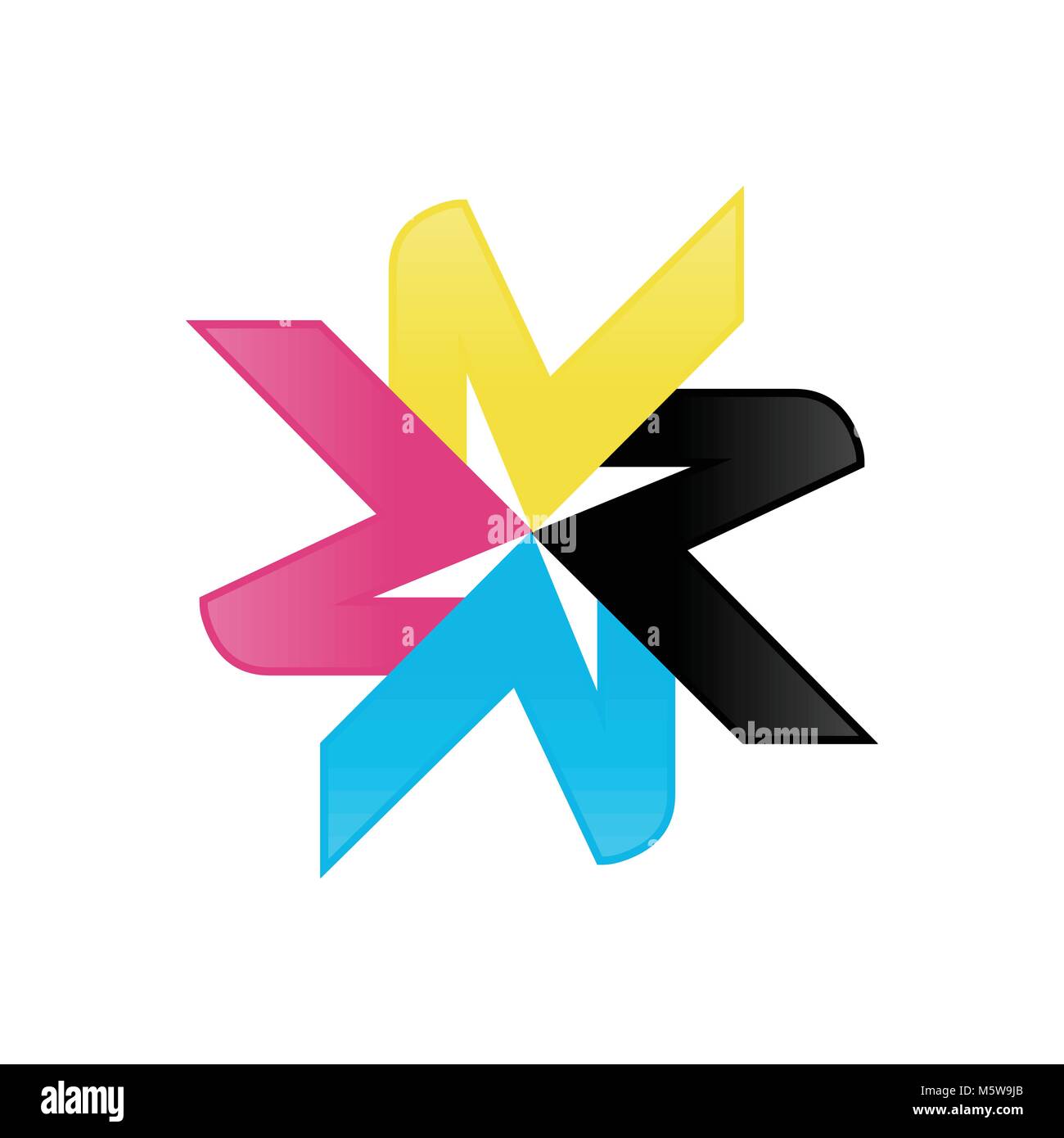 I colori CMYK astratta geometrica bobina stella simbolo Vector Graphic Design Illustrazione Vettoriale