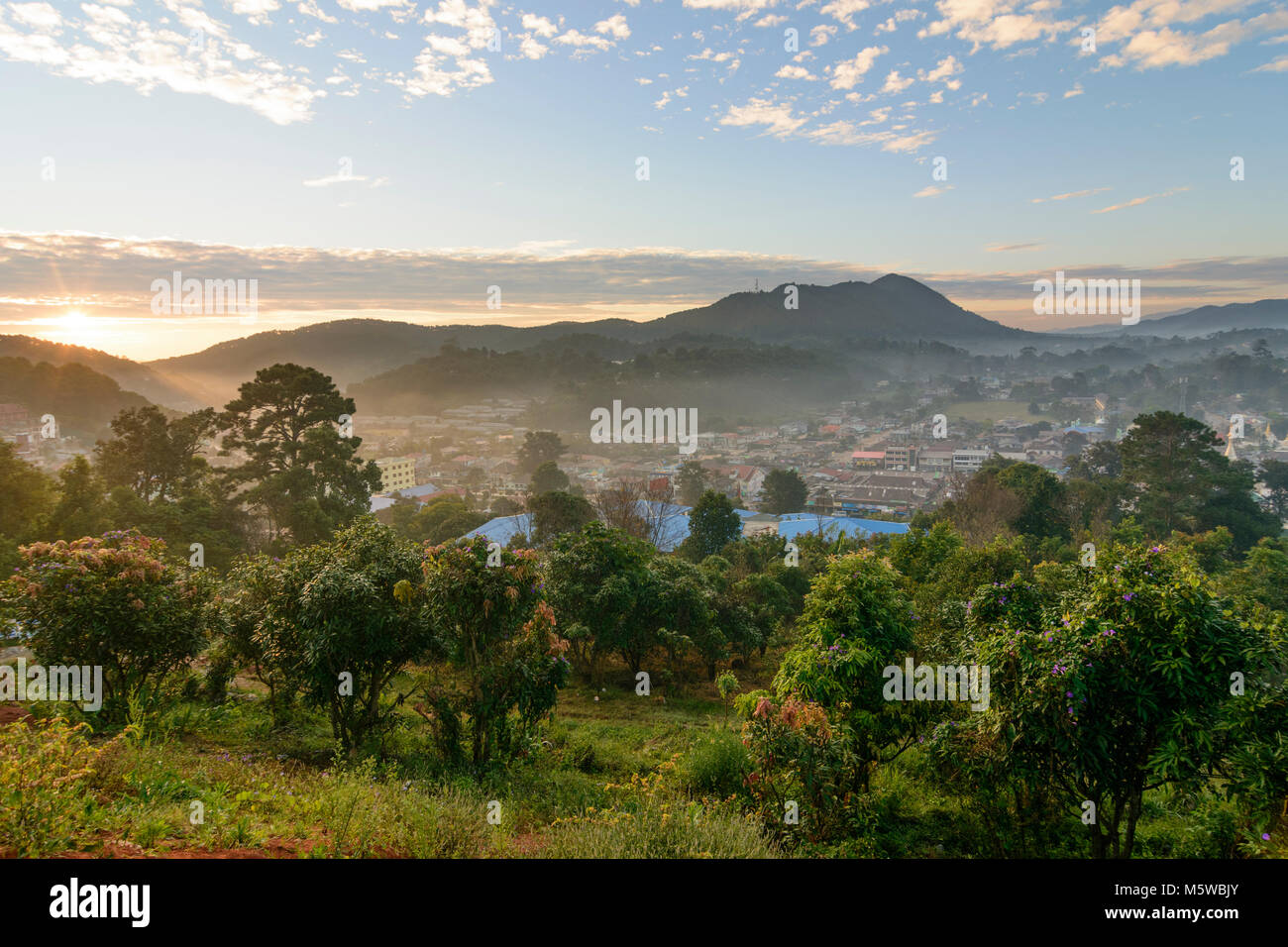 Kalaw: vista a Kalaw, , stato Shan, Myanmar (Birmania) Foto Stock