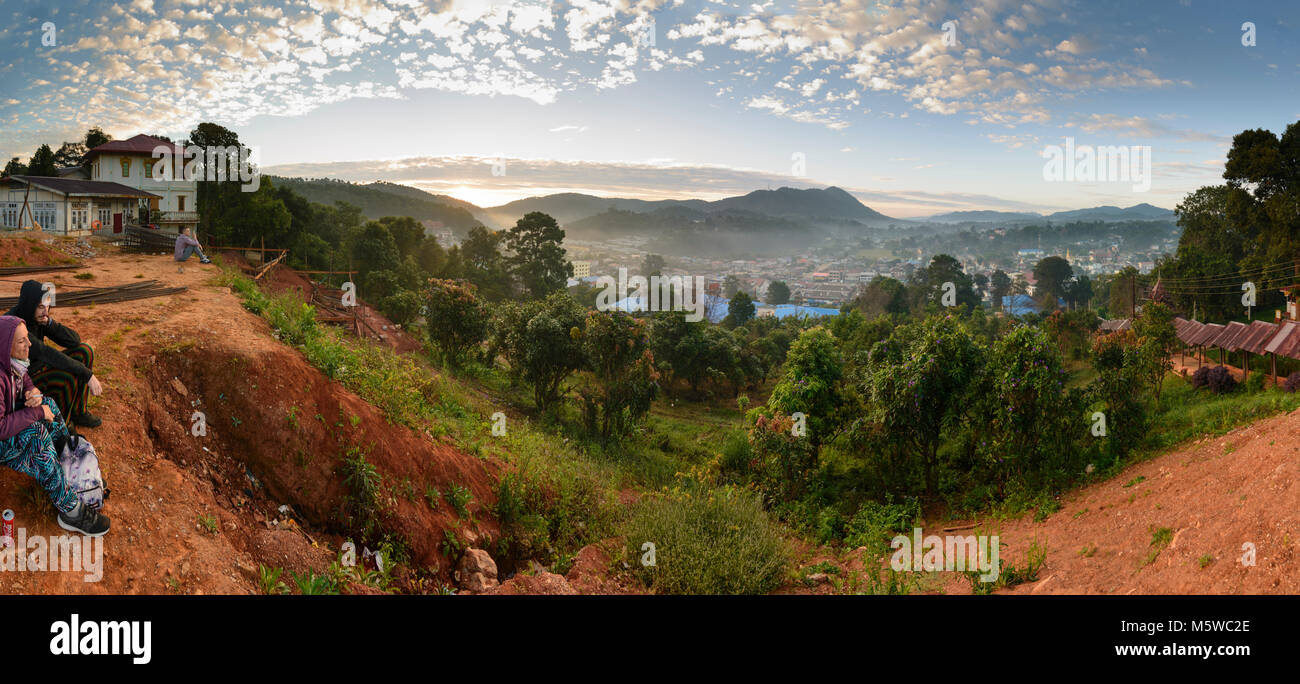 Kalaw: vista a Kalaw, , stato Shan, Myanmar (Birmania) Foto Stock