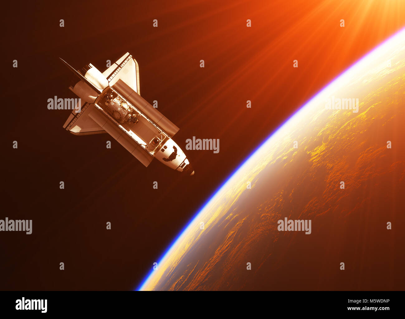 Space Shuttle dai raggi del sole Foto Stock