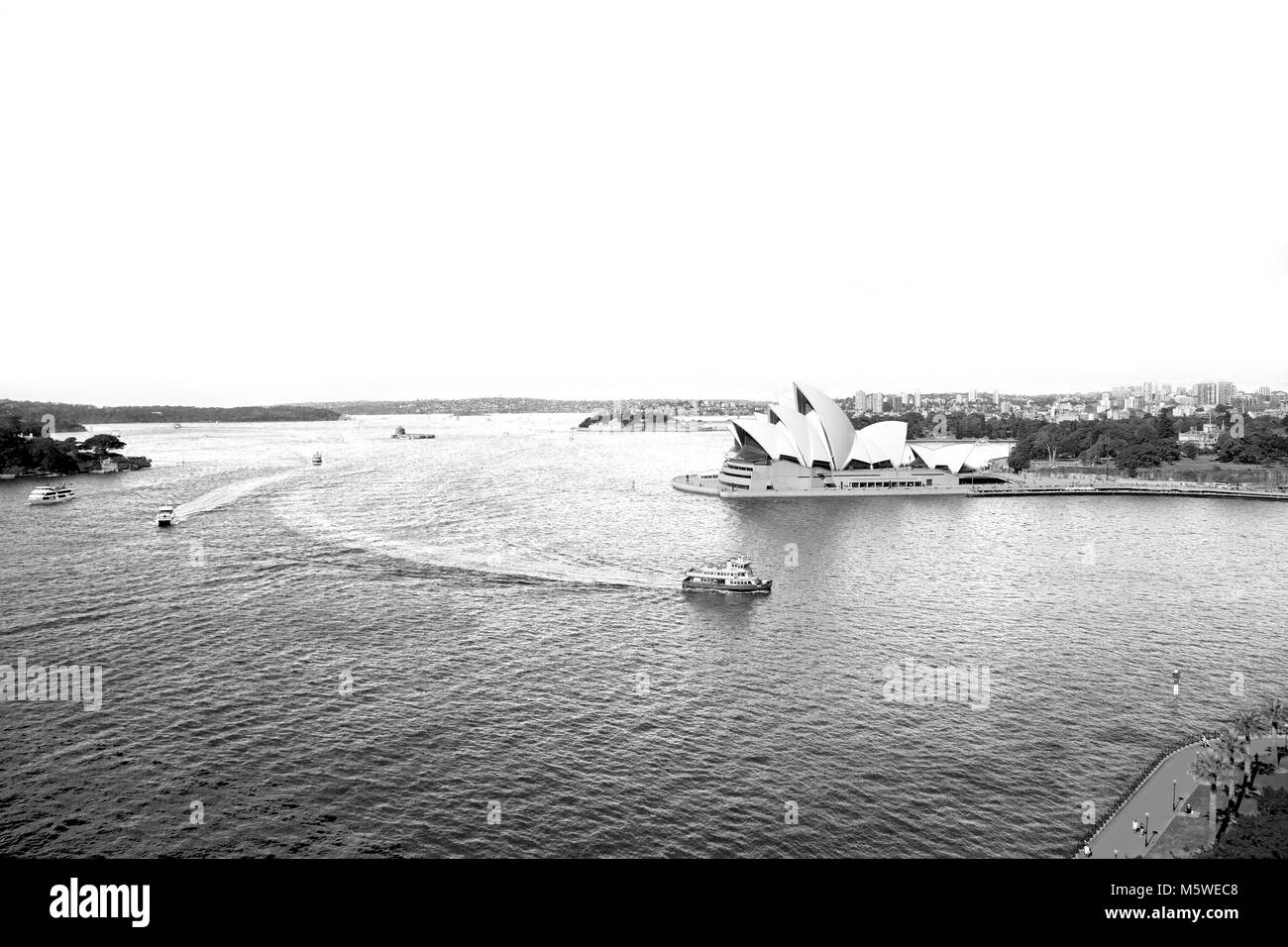 In Australia Sydney Opera House e la baia e lo skyline della città Foto Stock