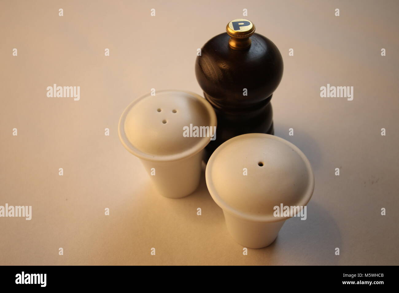 3 sale e pepe shaker Foto Stock