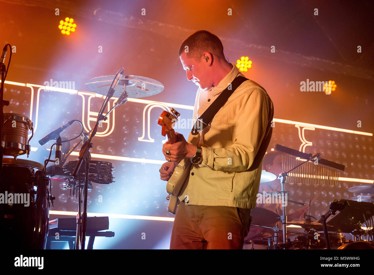 Barcellona - Nov 7: Jungle (indie soul funk band) eseguire in concerto presso il Razzmatazz Club il 7 novembre 2017 a Barcellona, Spagna. Foto Stock