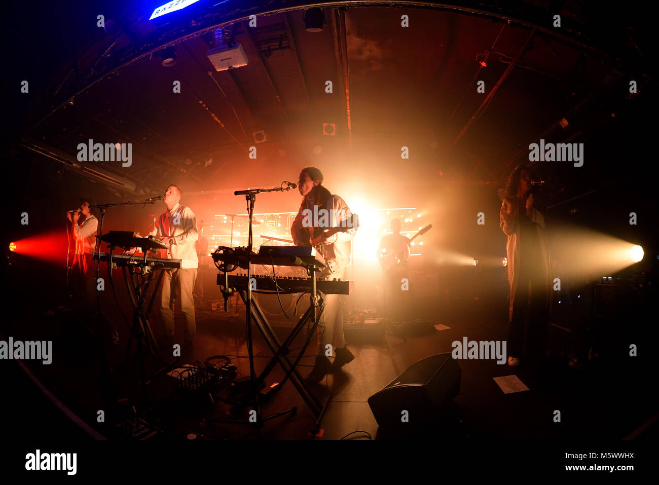 Barcellona - Nov 7: Jungle (indie soul funk band) eseguire in concerto presso il Razzmatazz Club il 7 novembre 2017 a Barcellona, Spagna. Foto Stock