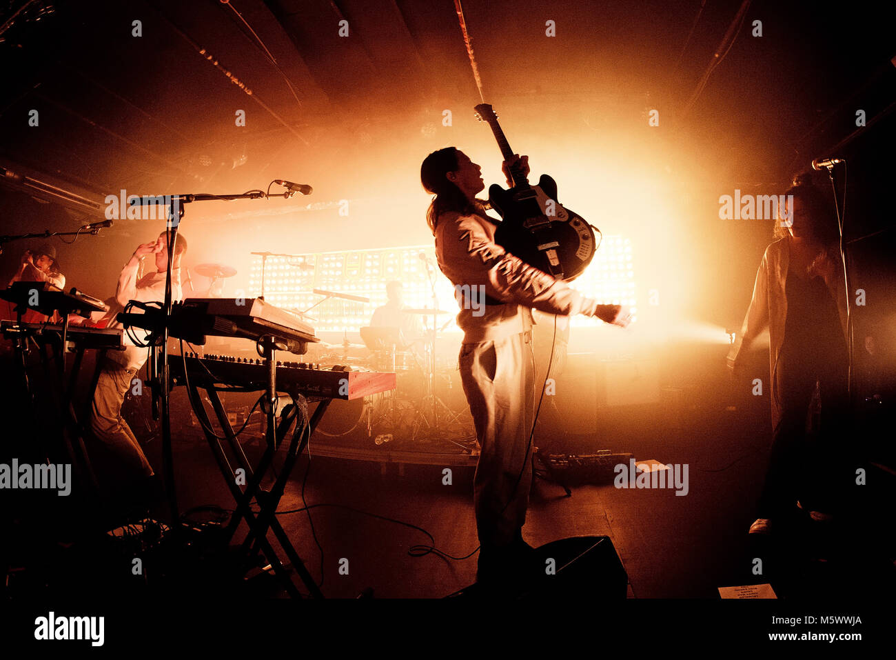 Barcellona - Nov 7: Jungle (indie soul funk band) eseguire in concerto presso il Razzmatazz Club il 7 novembre 2017 a Barcellona, Spagna. Foto Stock