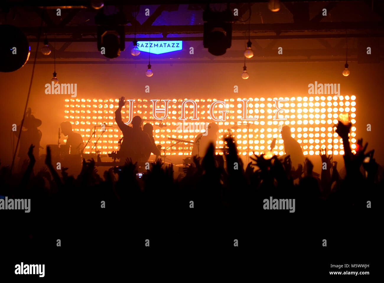 Barcellona - Nov 7: Jungle (indie soul funk band) eseguire in concerto presso il Razzmatazz Club il 7 novembre 2017 a Barcellona, Spagna. Foto Stock