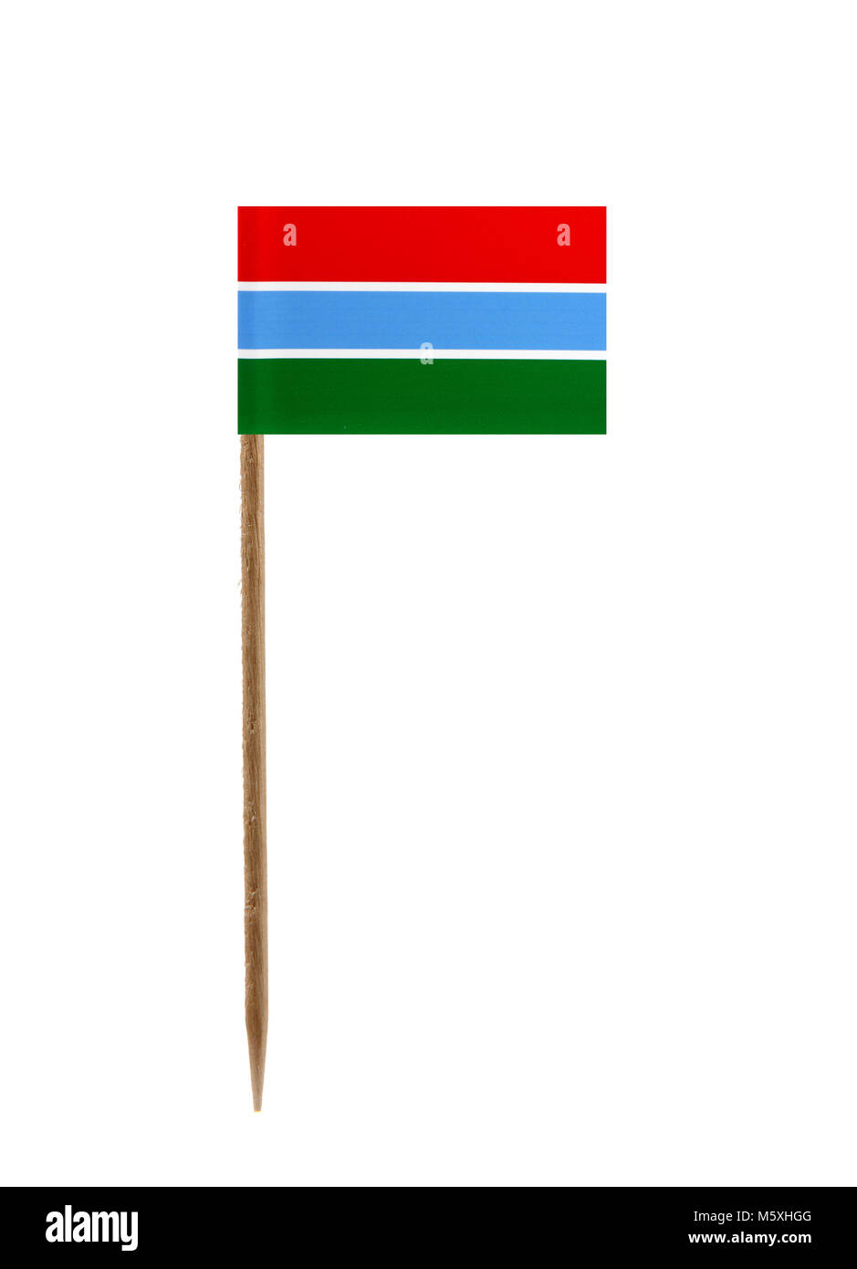 Dente pick wit una piccola bandiera di carta di Gambia Foto Stock