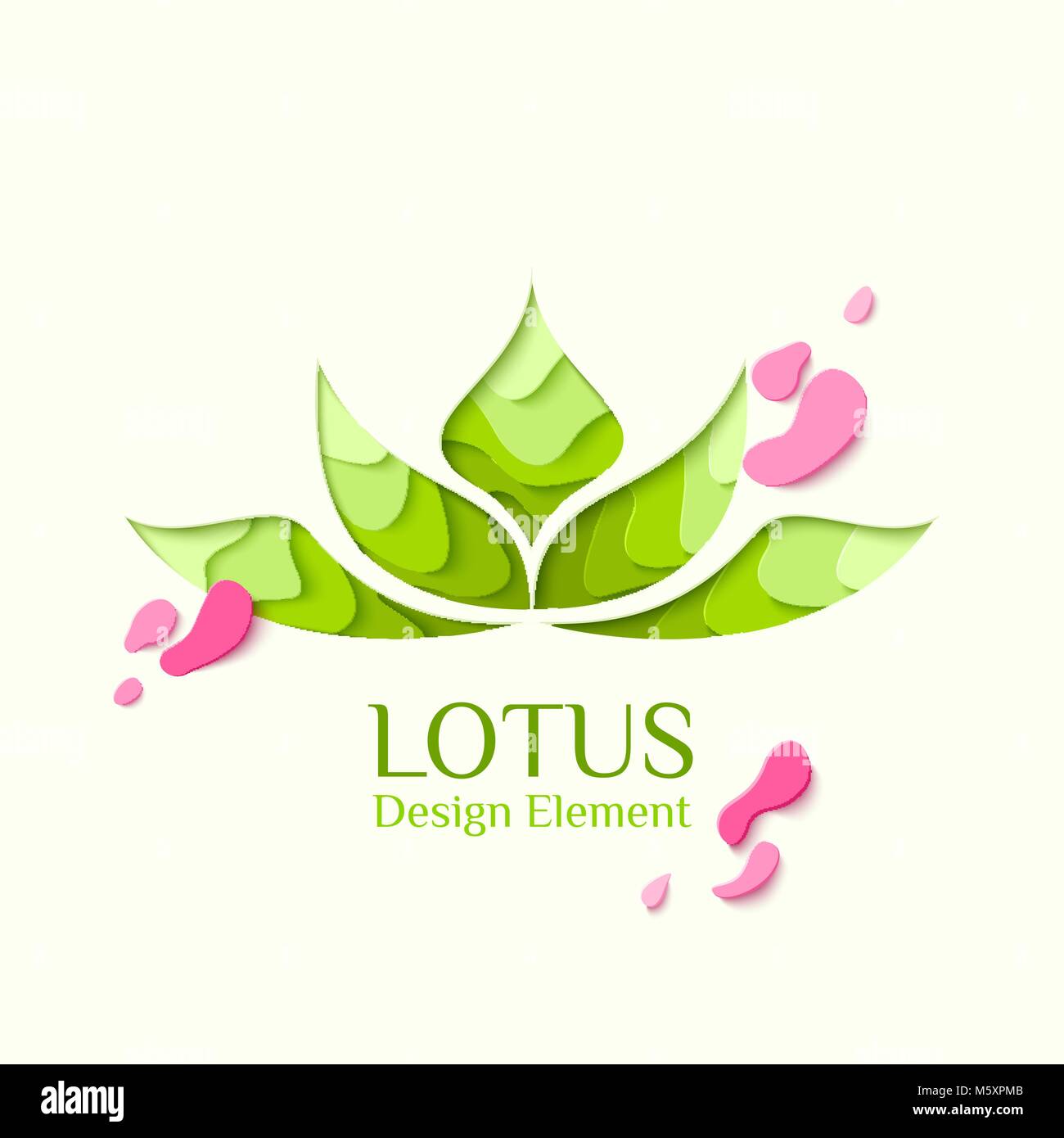 Lotus carta simbolo del concetto di arte logo yoga Illustrazione Vettoriale