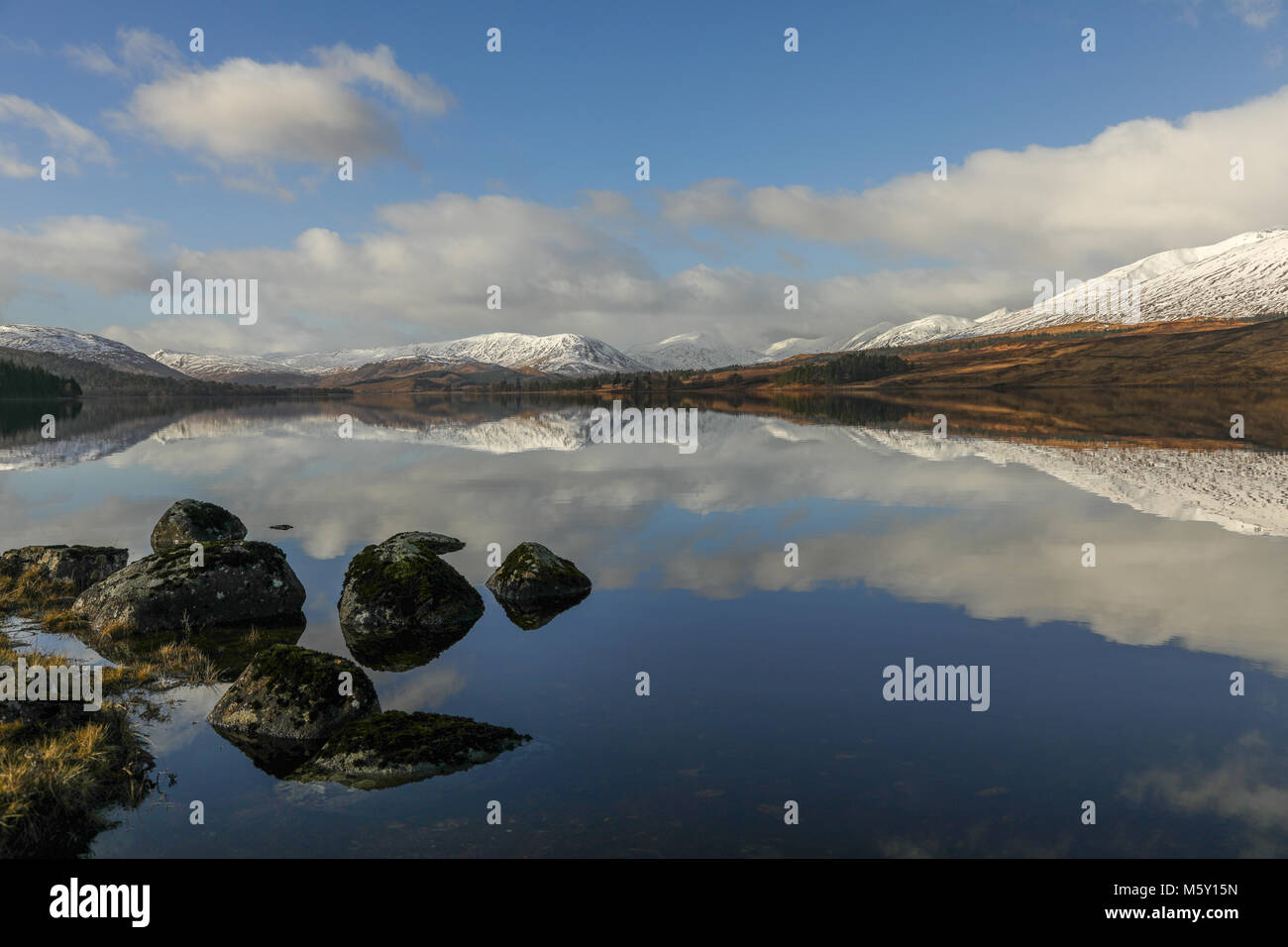 Scottish scene invernali in Glencoe national park, Highlands scozzesi, Scotland, Regno Unito. Foto Stock