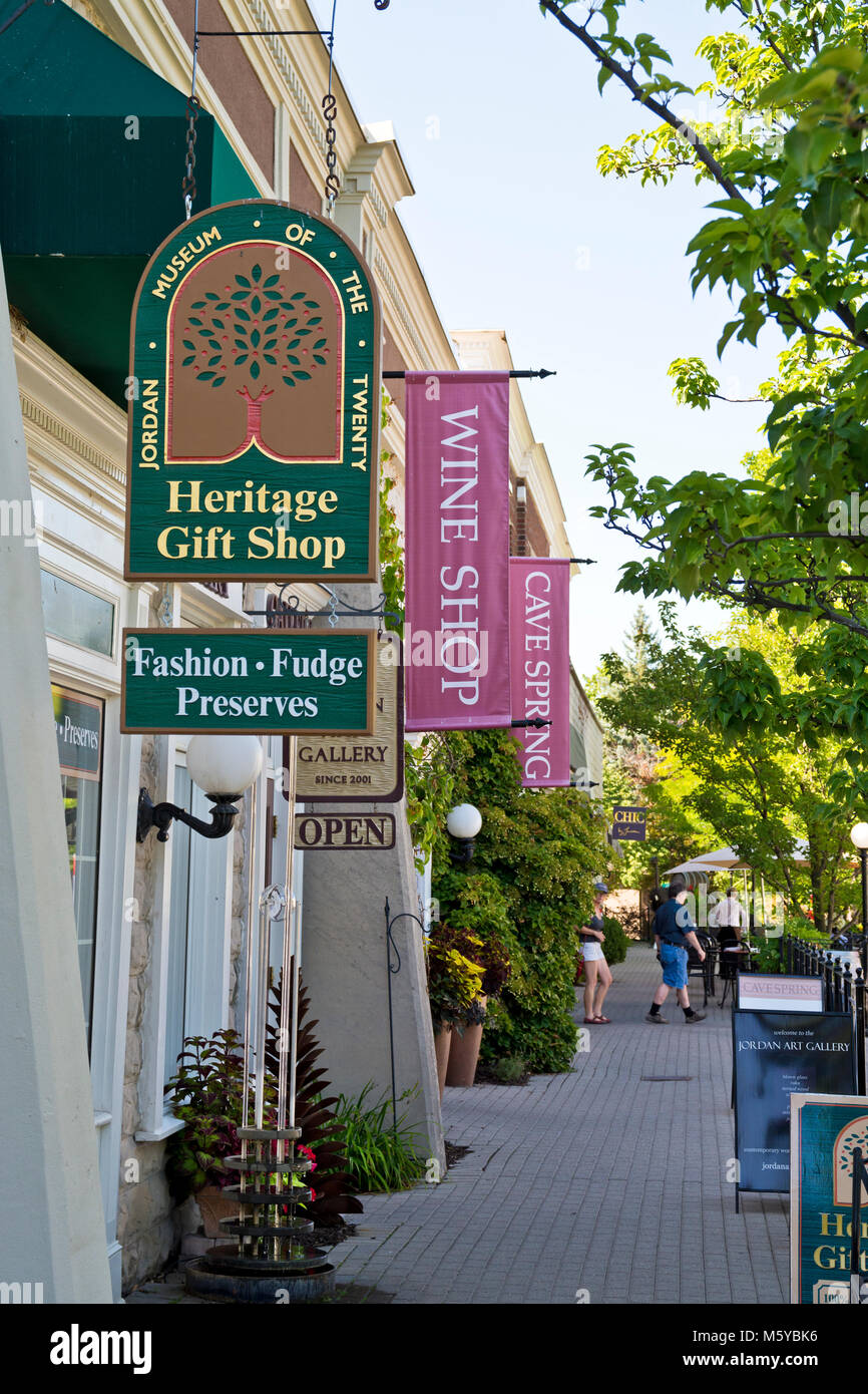 Negozi di articoli da regalo e memorizzare in Giordania Village Shopping area, in Niagara Peninsula, Ontario, Canada Foto Stock