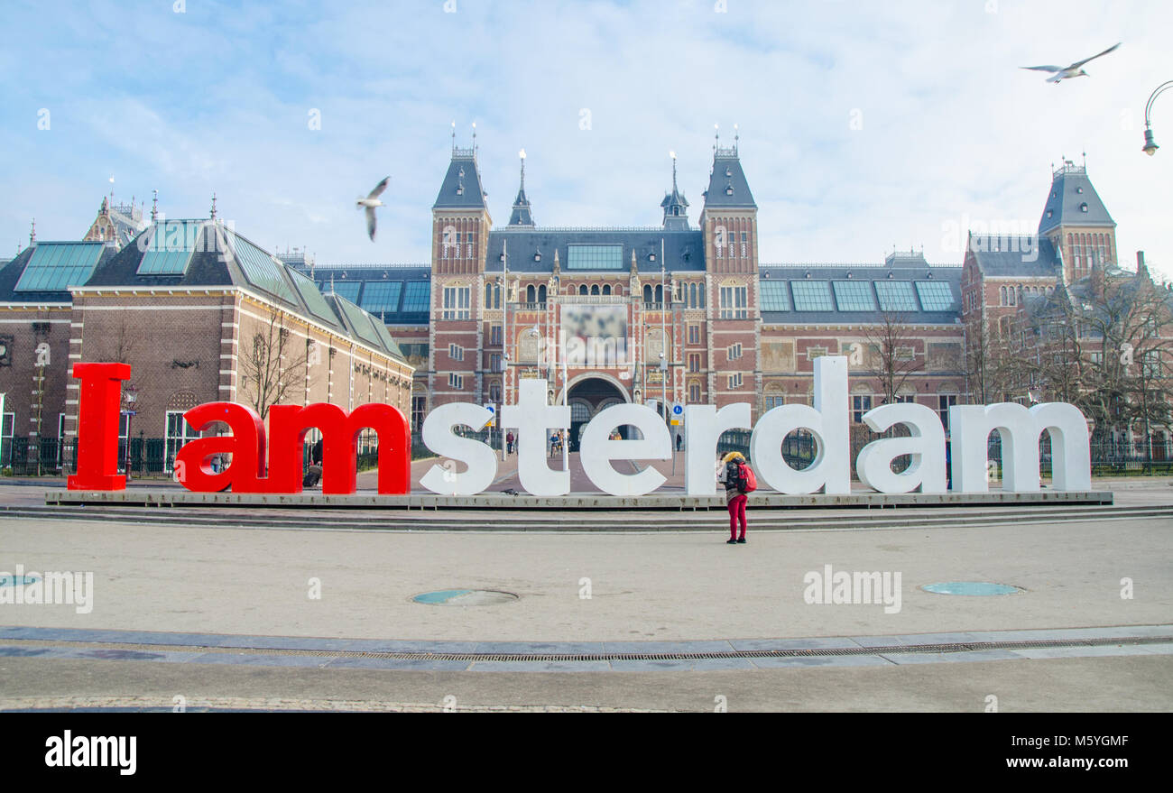 L'iscrizione am Amsterdam ad Amsterdam prima del museo. Foto Stock