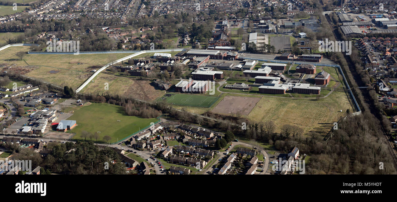 Vista aerea della ormai chiuso HMP Glen Parva, Wigston Leicester, Regno Unito Foto Stock