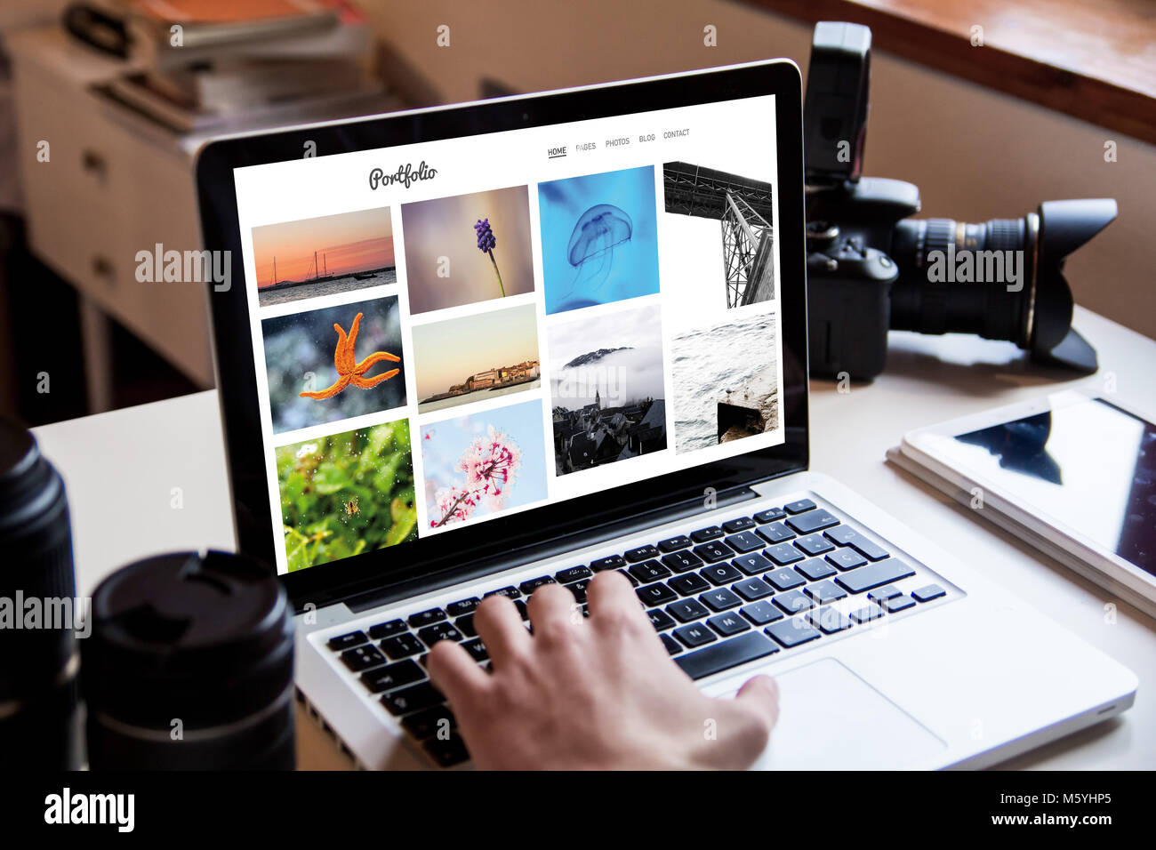 Fotografo publishing portfolio online Foto Stock