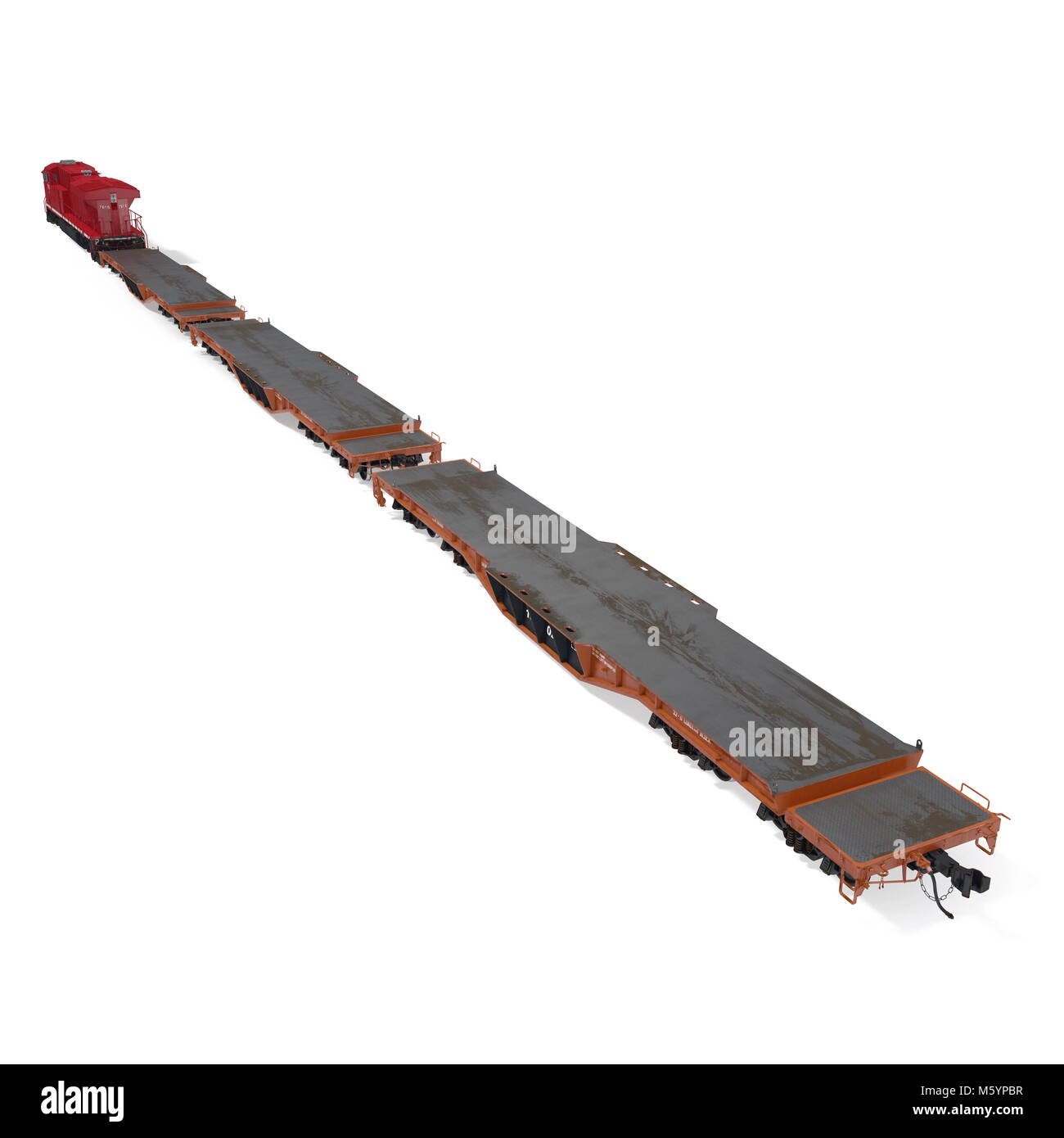 Locomotive e vetture piatta sul bianco. 3D illustrazione Foto Stock