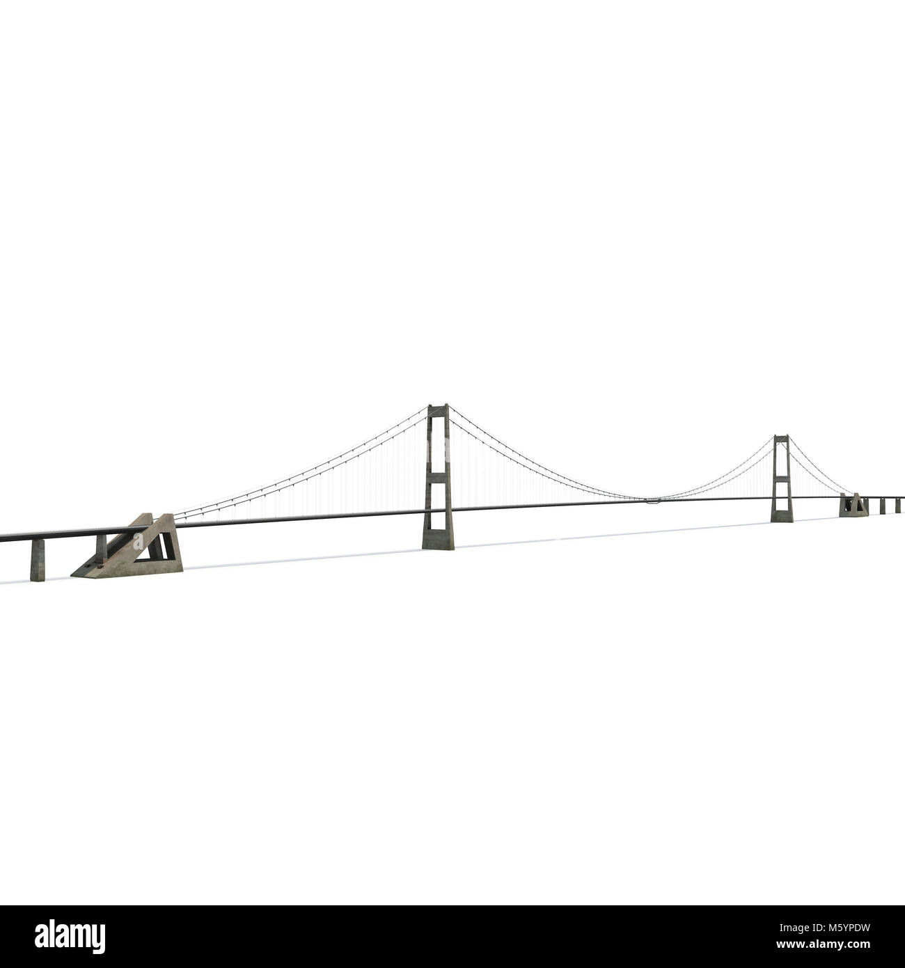 Cinghia grande collegamento fisso sul ponte bianco. 3D illustrazione Foto Stock