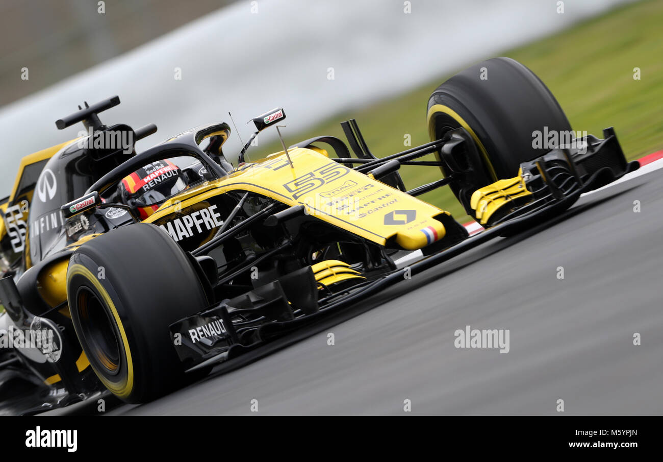 Renault Carlos Sainz durante la due giorni di test pre-stagione sul circuito de Barcelona-Catalunya, Barcellona. Foto Stock