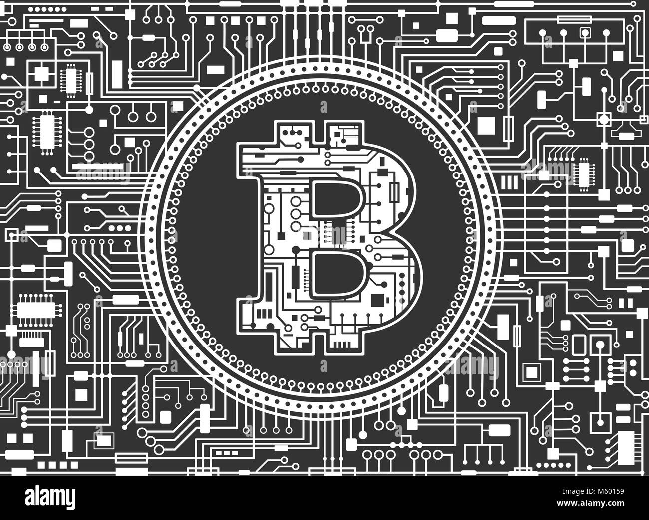 Bitcoin valuta digitale sullo sfondo Illustrazione Vettoriale