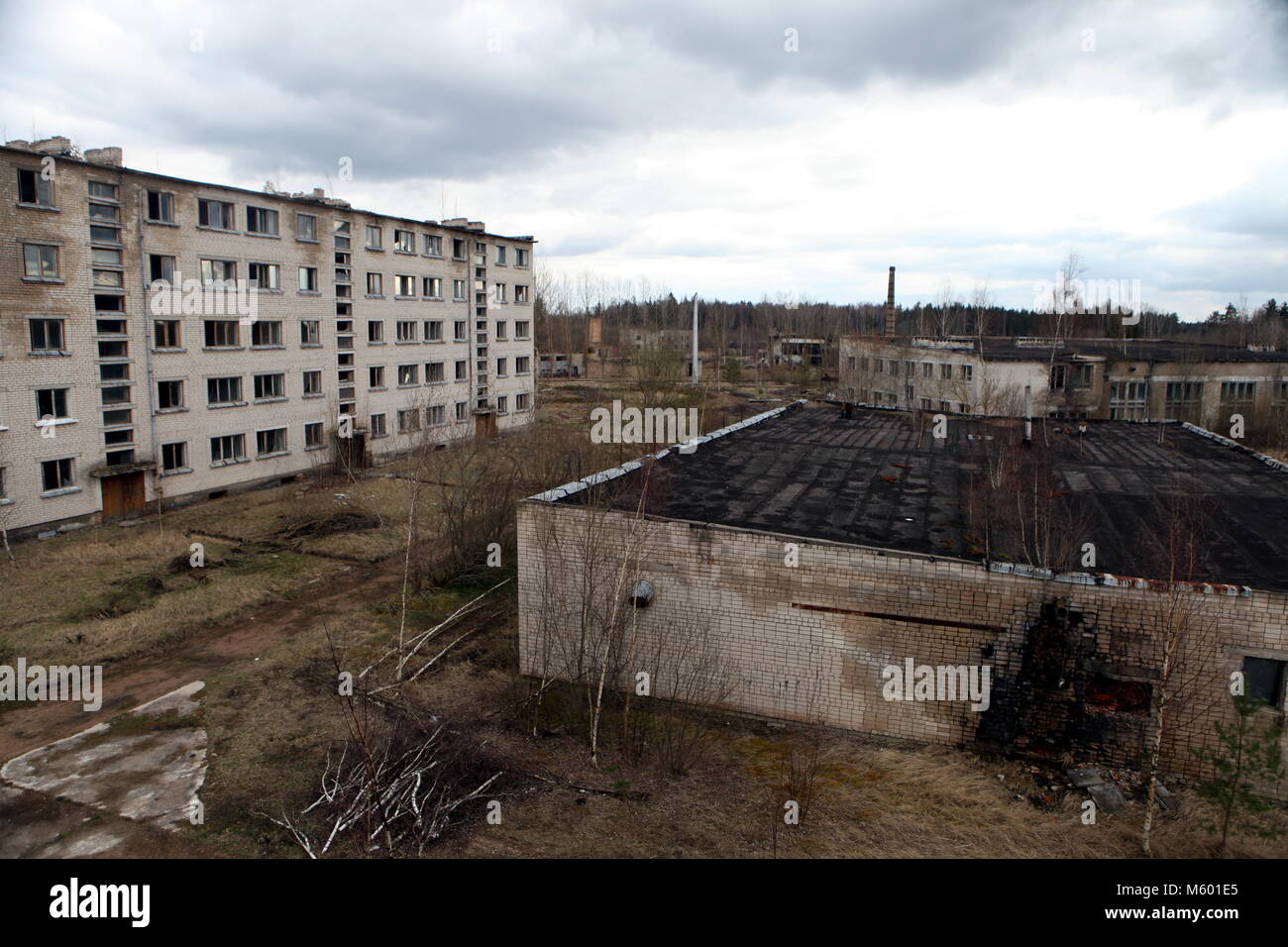 Abondoned unione sovietica città militare Skrunda Foto Stock