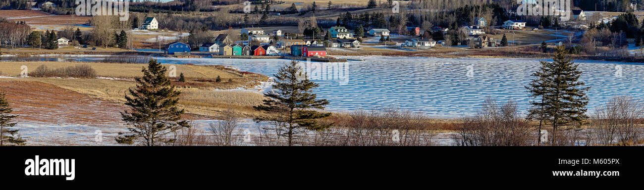 Paesaggio invernale in francese sul fiume Prince Edward Island. Foto Stock