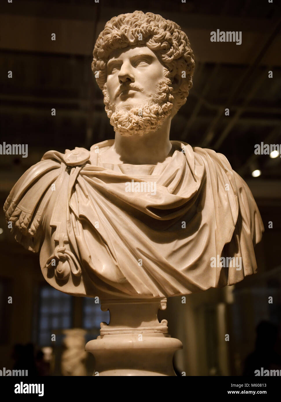 La scultura in marmo busto di Co-Emperor Lucius Verus con Marco Aurelio ANNUNCIO 161-169 Roma Foto Stock