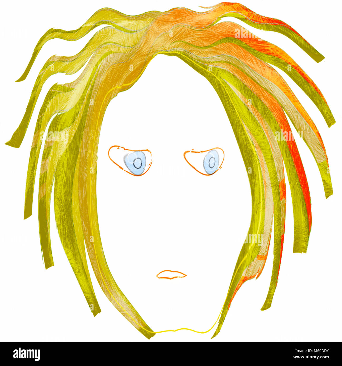 Scary faccia su sfondo bianco. Foto Stock