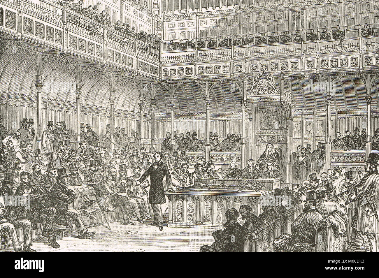 Benjamin Disraeli introdurre la riforma di legge del 1867. La rappresentanza delle persone agiscono Foto Stock