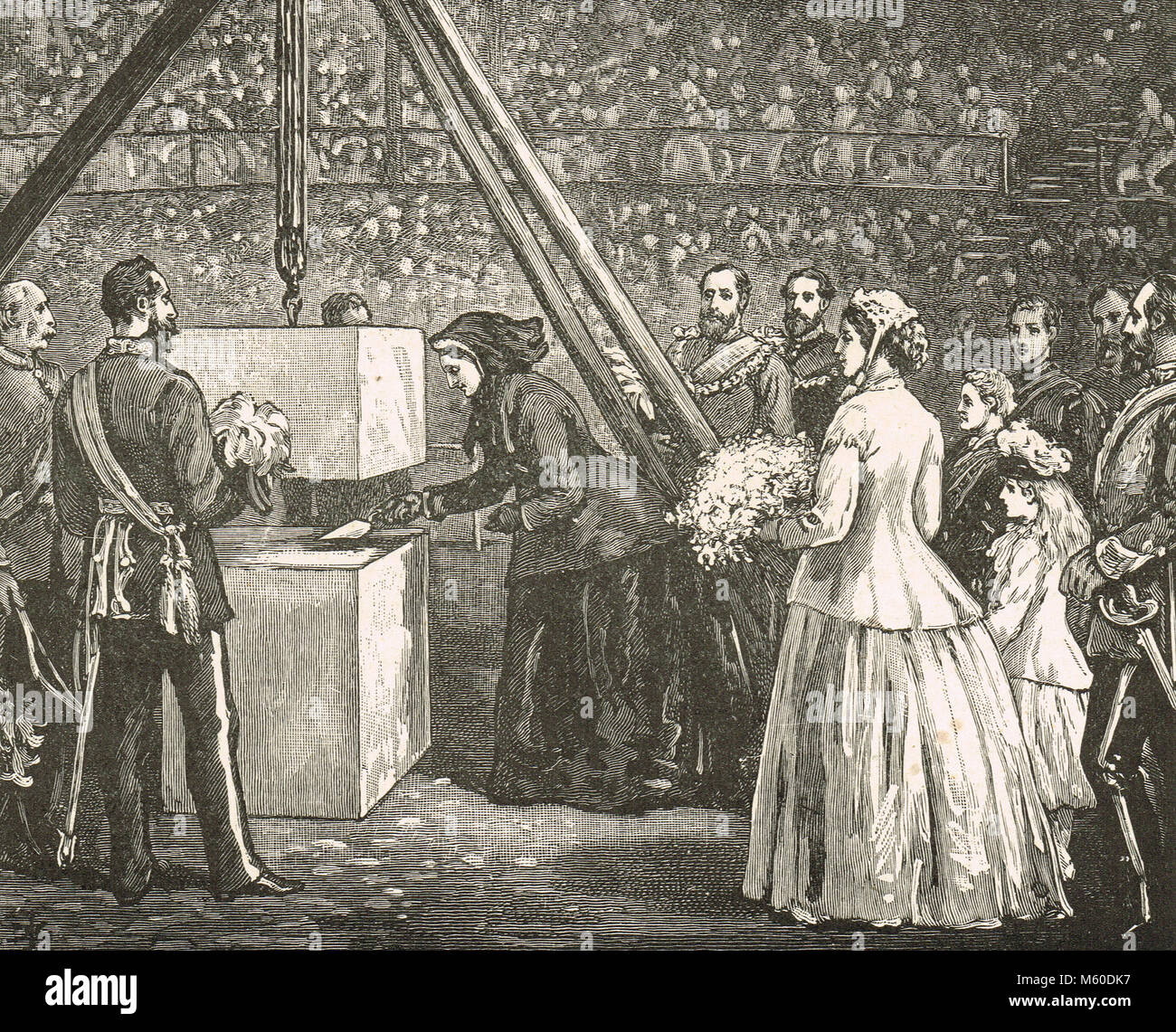 La regina Victoria la posa della prima pietra, Royal Albert Hall, 20 maggio 1867 Foto Stock