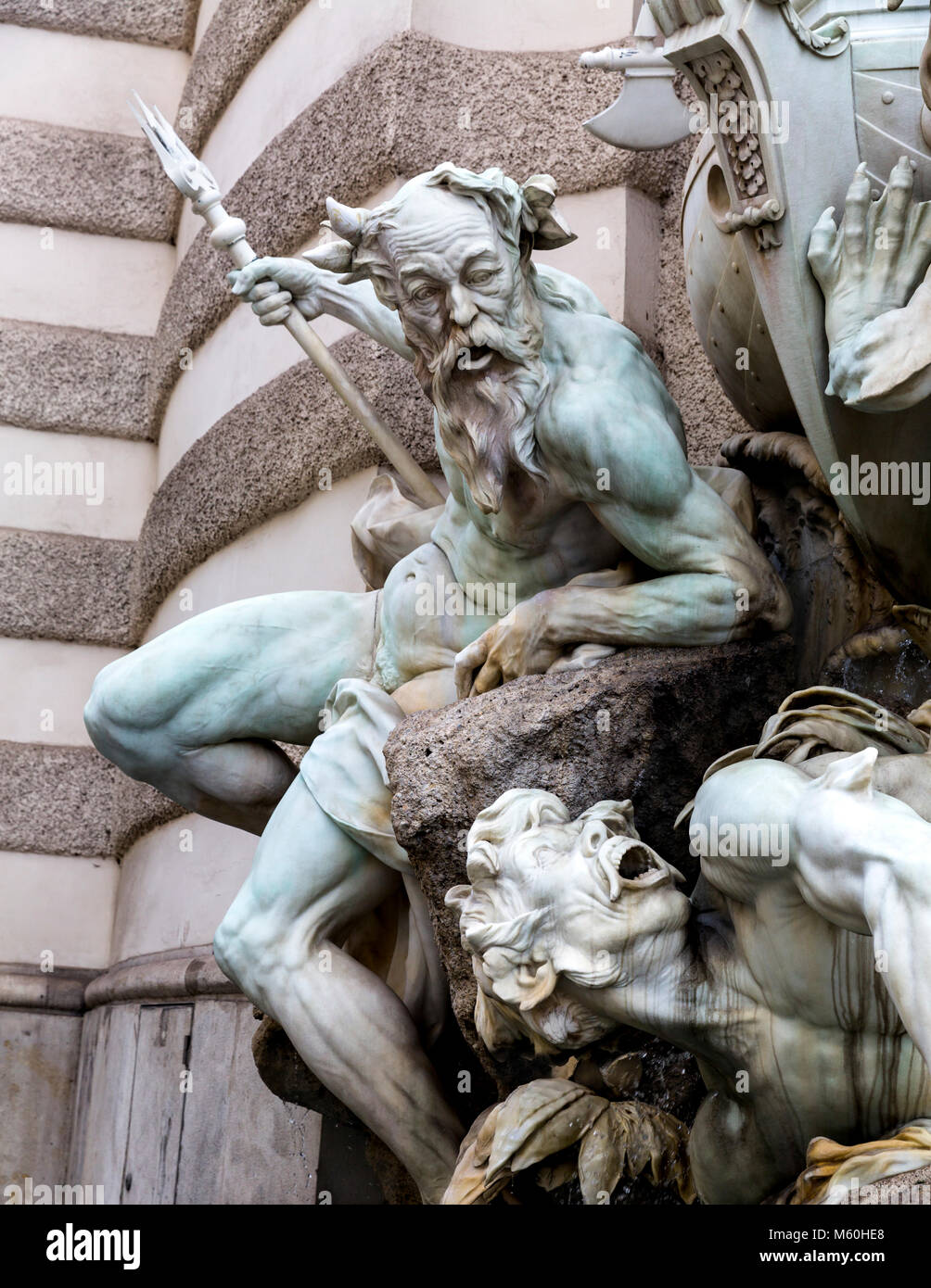 Rudolf Weyr il potere sul mare di scultura, Michaelertrakt, il Palazzo di Hofburg, Wien, Vienna, Austria. Foto Stock