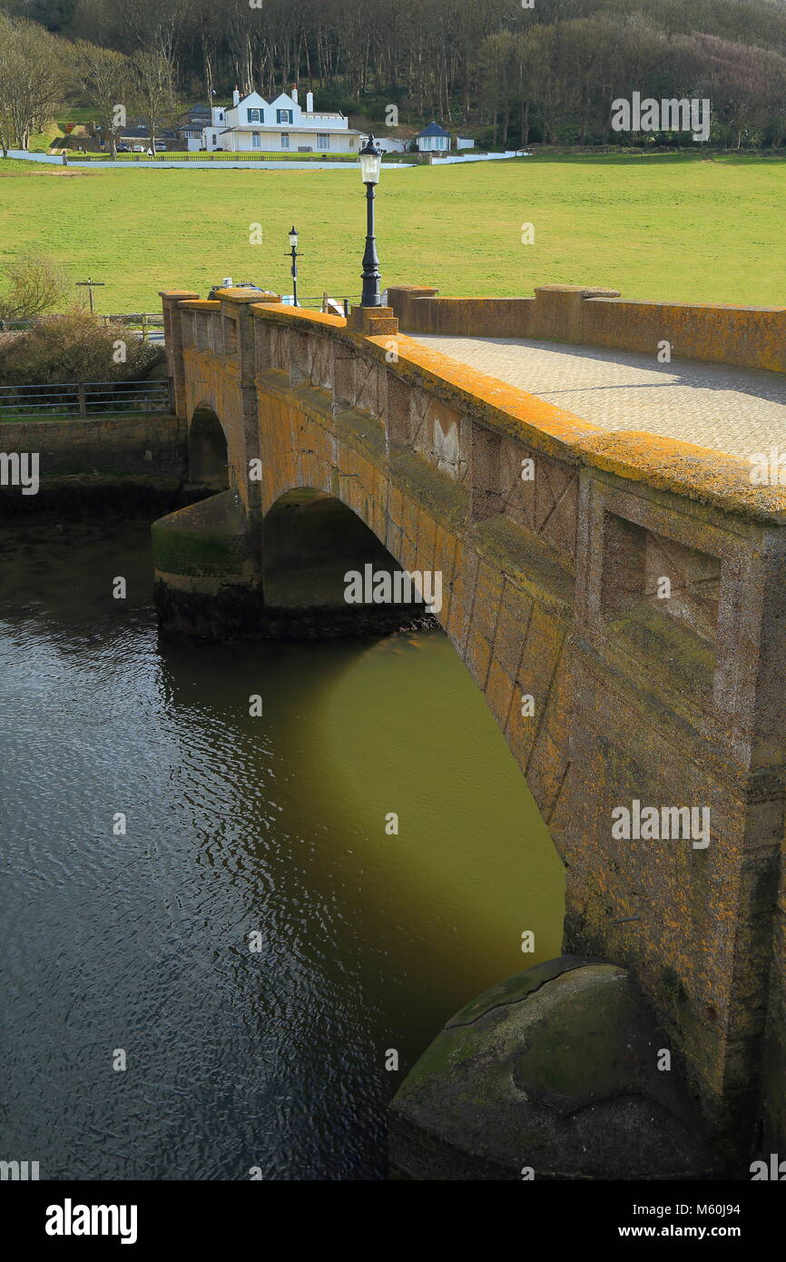Axmouth Ponte Vecchio è il più antico ponte di cemento in Inghilterra. Progettato dall'ingegnere civile Philip Brannon nel 1877 è elencato Grade II Foto Stock