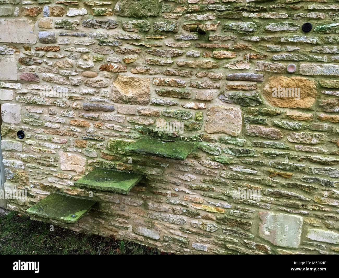 Cavallo passi di montaggio incassato in una parete. Gloucestershire. Foto Stock