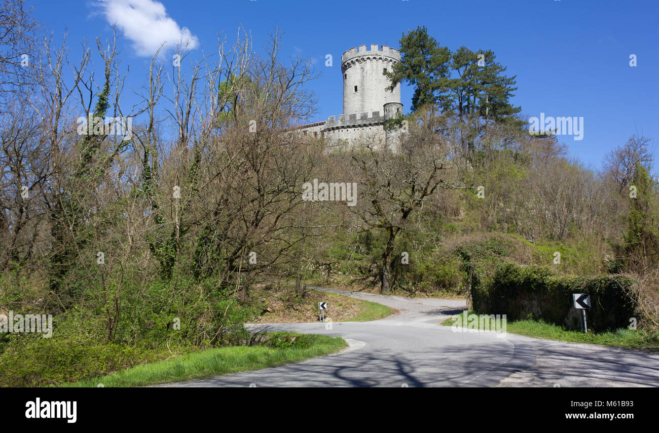 Branik Castello, Slovenia, in primavera Foto Stock