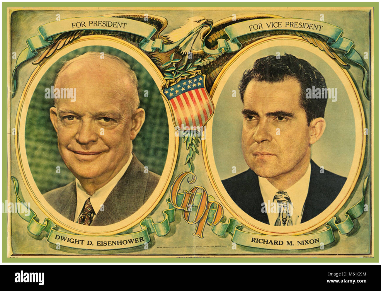 Anni Cinquanta VINTAGE EISENHOWER NIXON USA LA CAMPAGNA ELETTORALE AMERICANA POSTER 1952 EISENHOWER NIXON Gli Stati Uniti elezioni presidenziali del 1952 è stata la XLII quadriennale elezioni presidenziali, tenutasi martedì, 4 novembre 1952. Il repubblicano Dwight D. Eisenhower ha conquistato una vittoria schiacciante con il compagno di squadra Richard Nixon Foto Stock