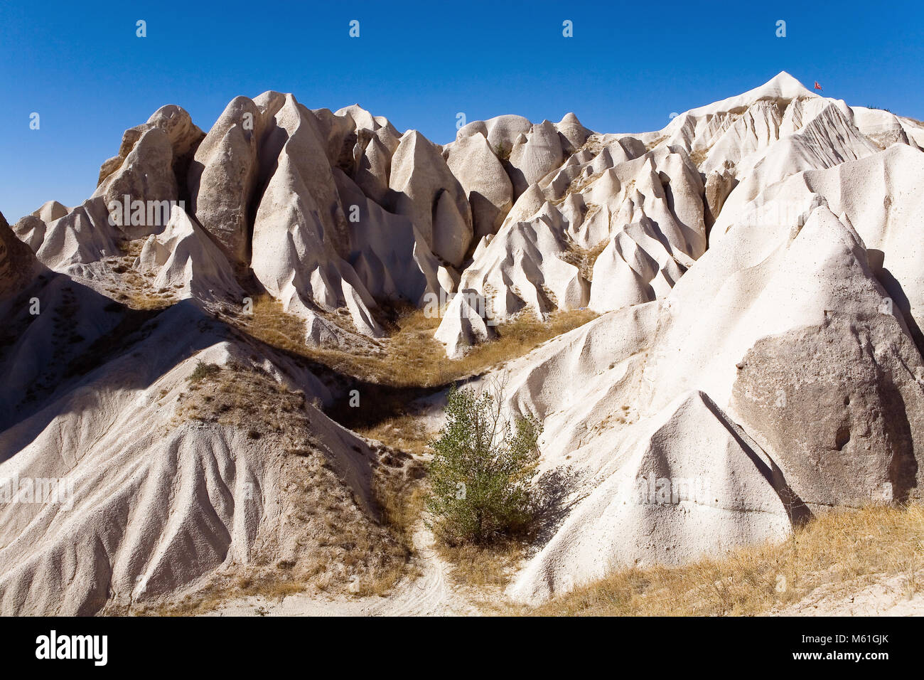 Insolito paesaggio montano turca della Cappadocia. La natura. Foto Stock