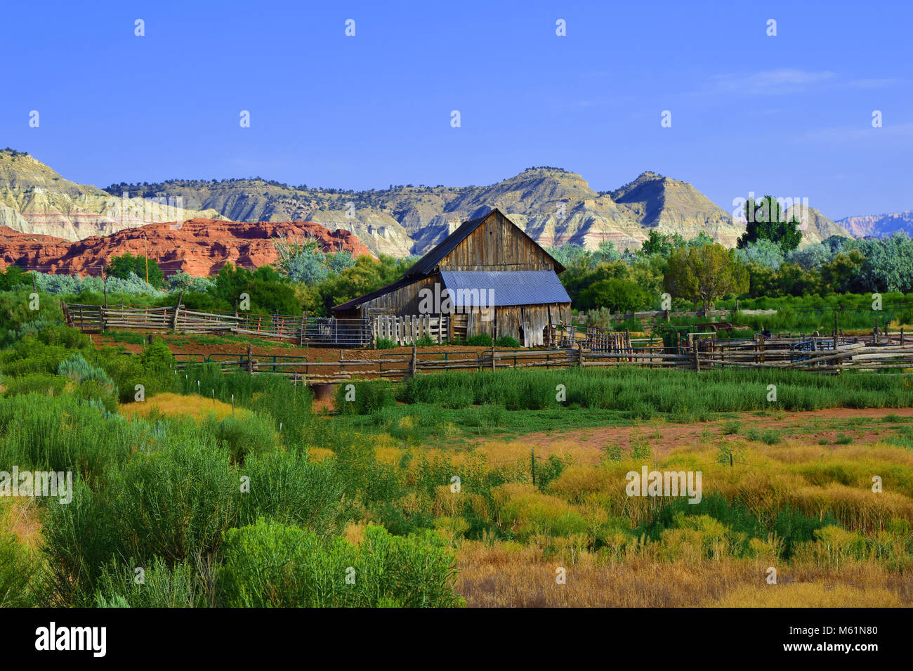Il vecchio fienile in Kodachrome Valley in Southern Utah Foto Stock